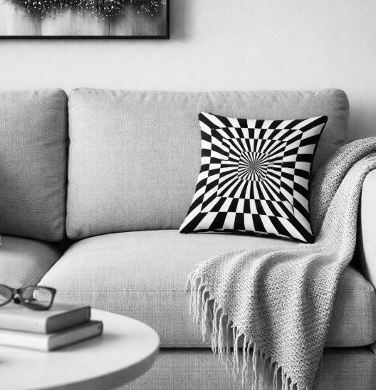 Kussenhoes modern optical geometrisch zwart-wit 45x45 cm | Kussenhoezenwinkel
