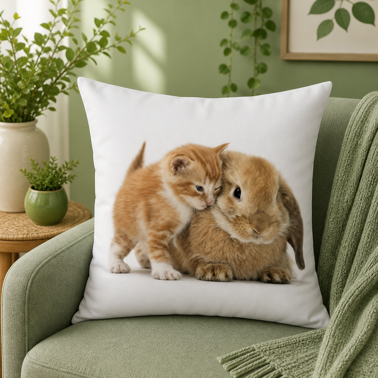 Dieren kussenhoes Konijn 45x45 cm | Kussenhoezenwinkel