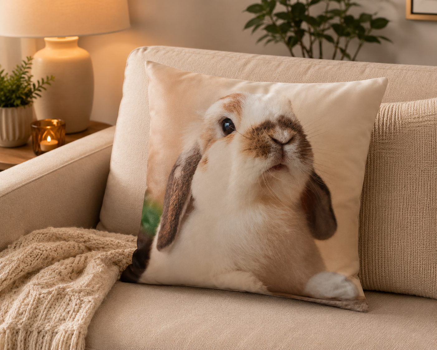Dieren Kussenhoes Konijn 40x40 cm | Kussenhoezenwinkel