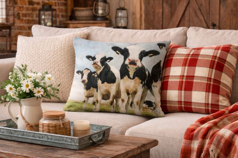 Dieren kussenhoes koe 45x45 cm | Kussenhoezenwinkel