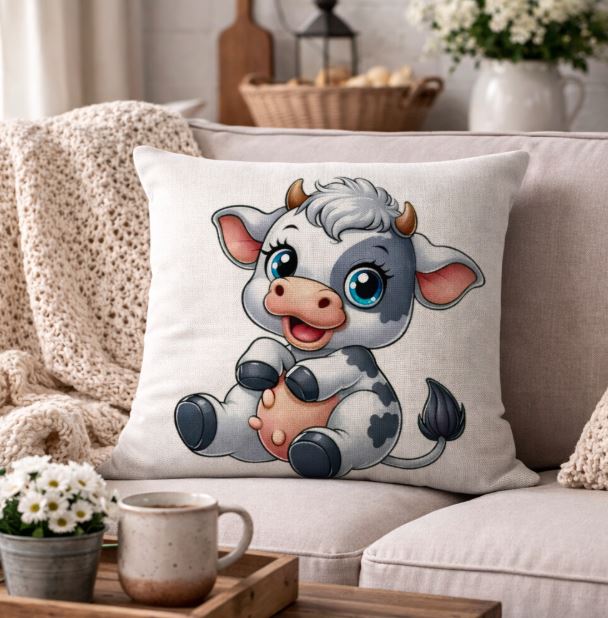 Dieren kussenhoes schattige koetjes 45x45 cm | Kussenhoezenwinkel