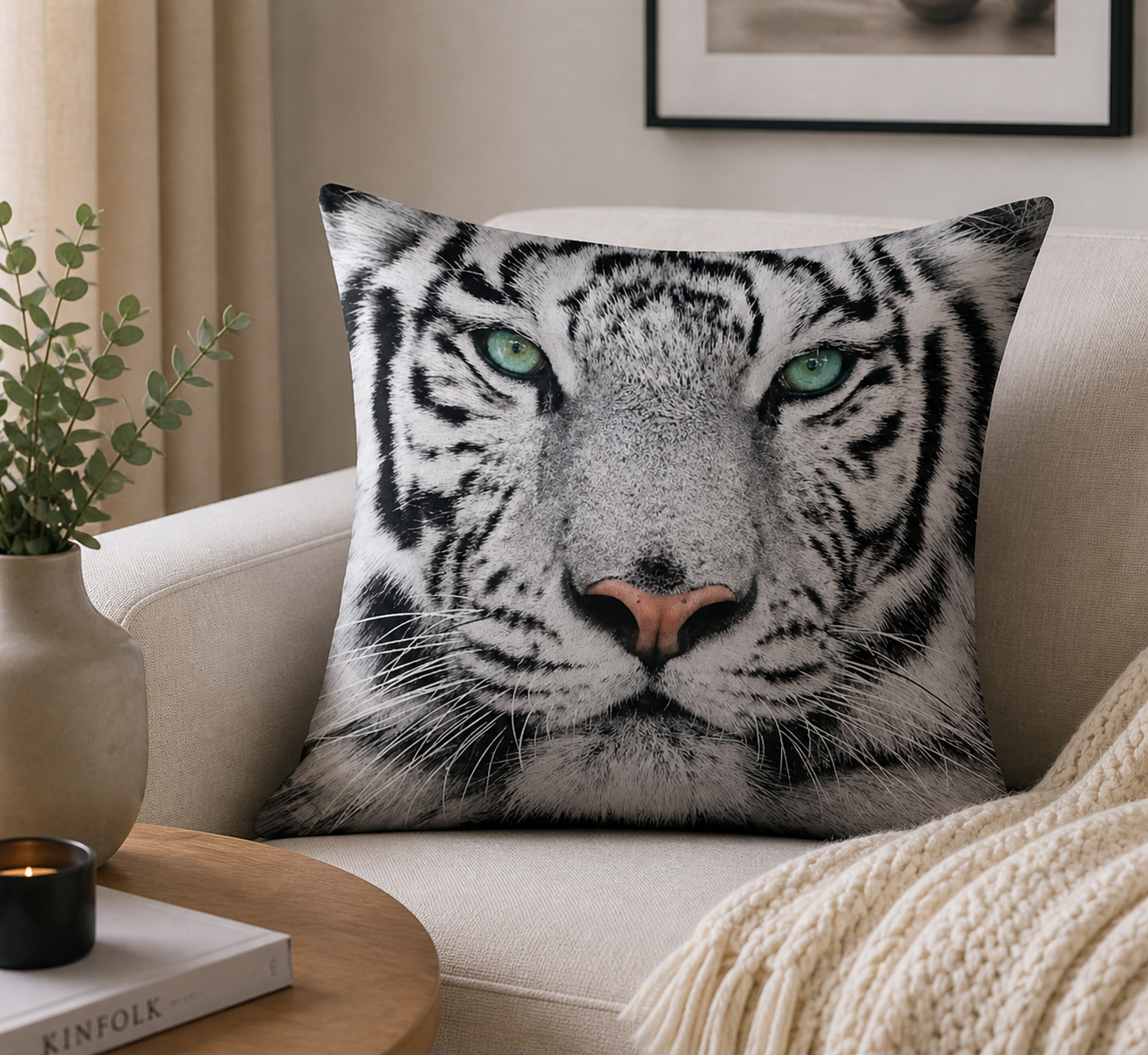 Dieren kussenhoes Tijger zwart-wit 45x45 cm | Kussenhoezenwinkel