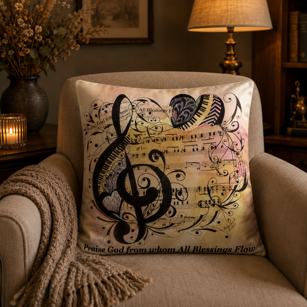 Kussenhoes Muziek Retro Vintage Velvet Dubbelzijdig 45x45 cm | Kussenhoezenwinkel