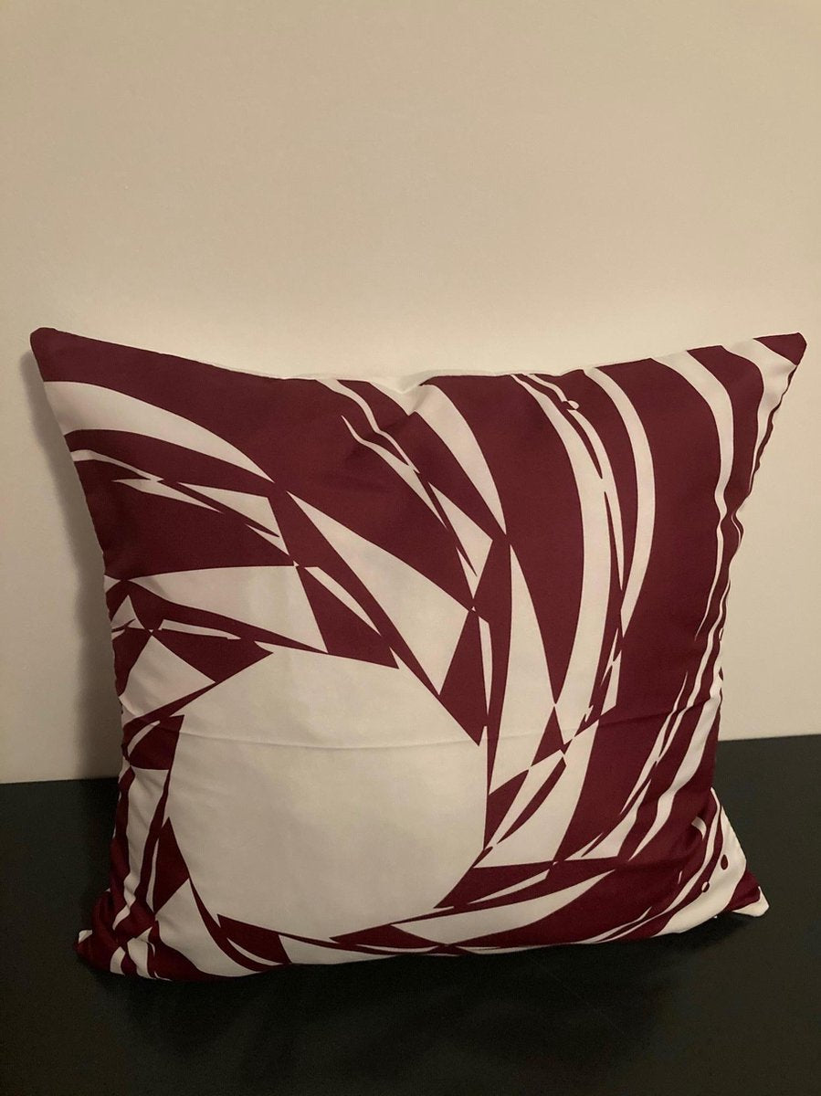 Kussenhoes Wine red-White - Wijnrood-Wit