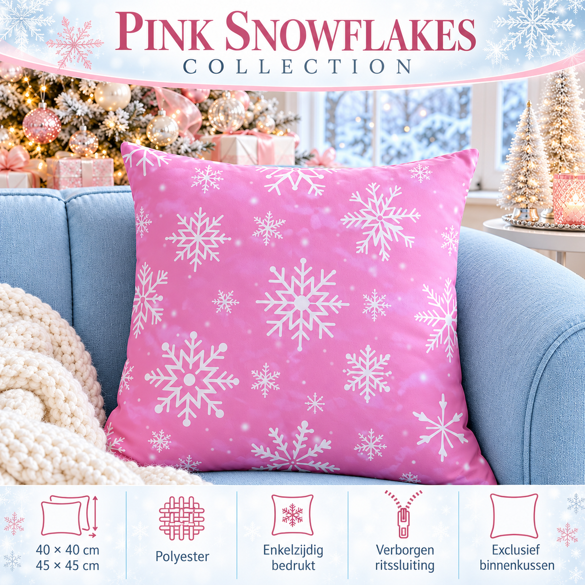 Pink Snowflakes Collection | Kussenhoezenwinkel