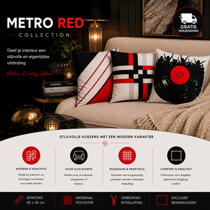 Metro Red Collection Kussenhoes | Kussenhoezenwinkel