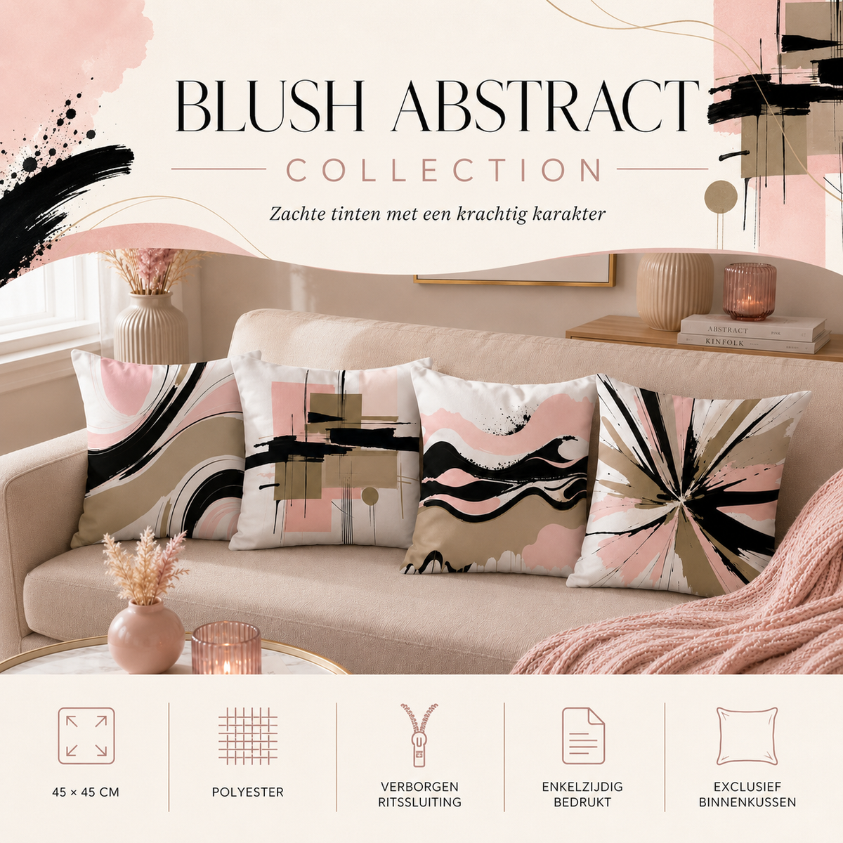 Blush Abstract Collection | Kussenhoezenwinkel