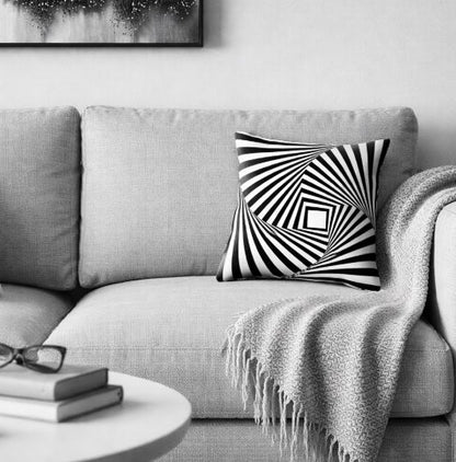 Kussenhoes modern optical geometrisch zwart-wit 45x45 cm | Kussenhoezenwinkel
