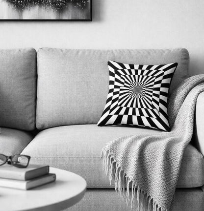 Kussenhoes modern optical geometrisch zwart-wit 45x45 cm | Kussenhoezenwinkel