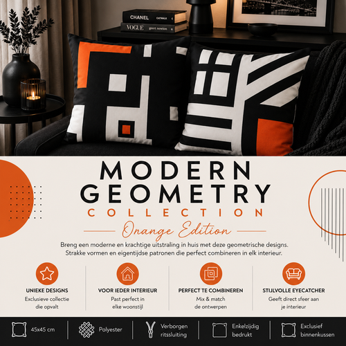 Modern Geometry Collection – Orange Edition | Kussenhoezenwinkel