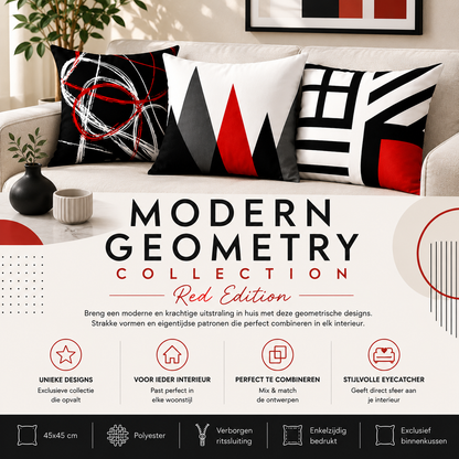 Modern Geometry Collection – Red Edition | Kussenhoezenwinkel
