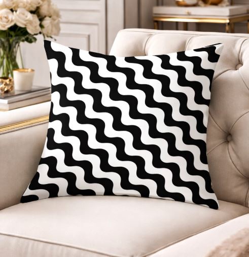 Kussenhoes black & white 45x45 cm | Kussenhoezenwinkel