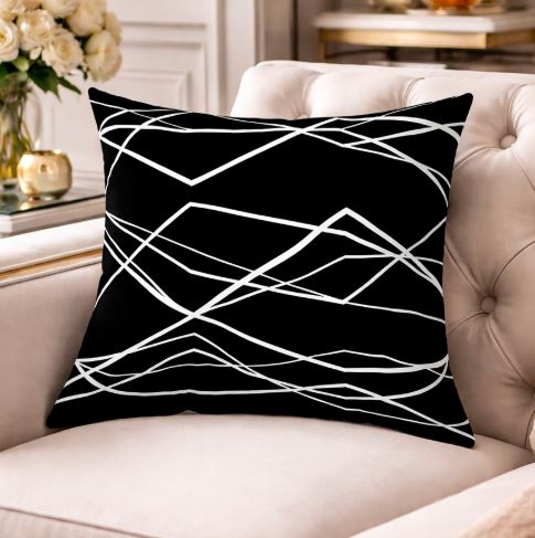 Kussenhoes black & white 45x45 cm | Kussenhoezenwinkel