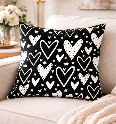 Kussenhoes black & white 45x45 cm | Kussenhoezenwinkel