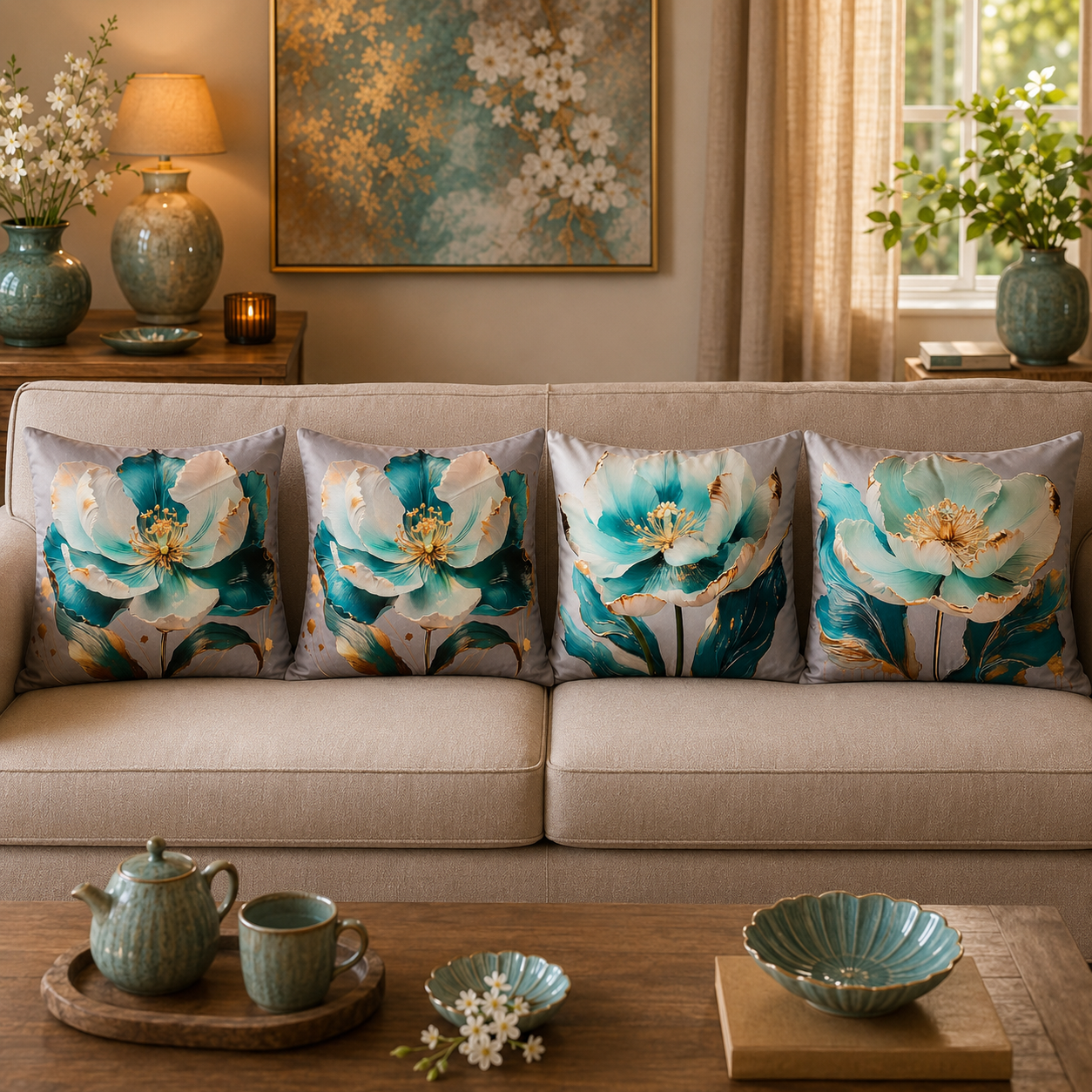 Aqua Bloom Collection | Kussenhoezenwinkel
