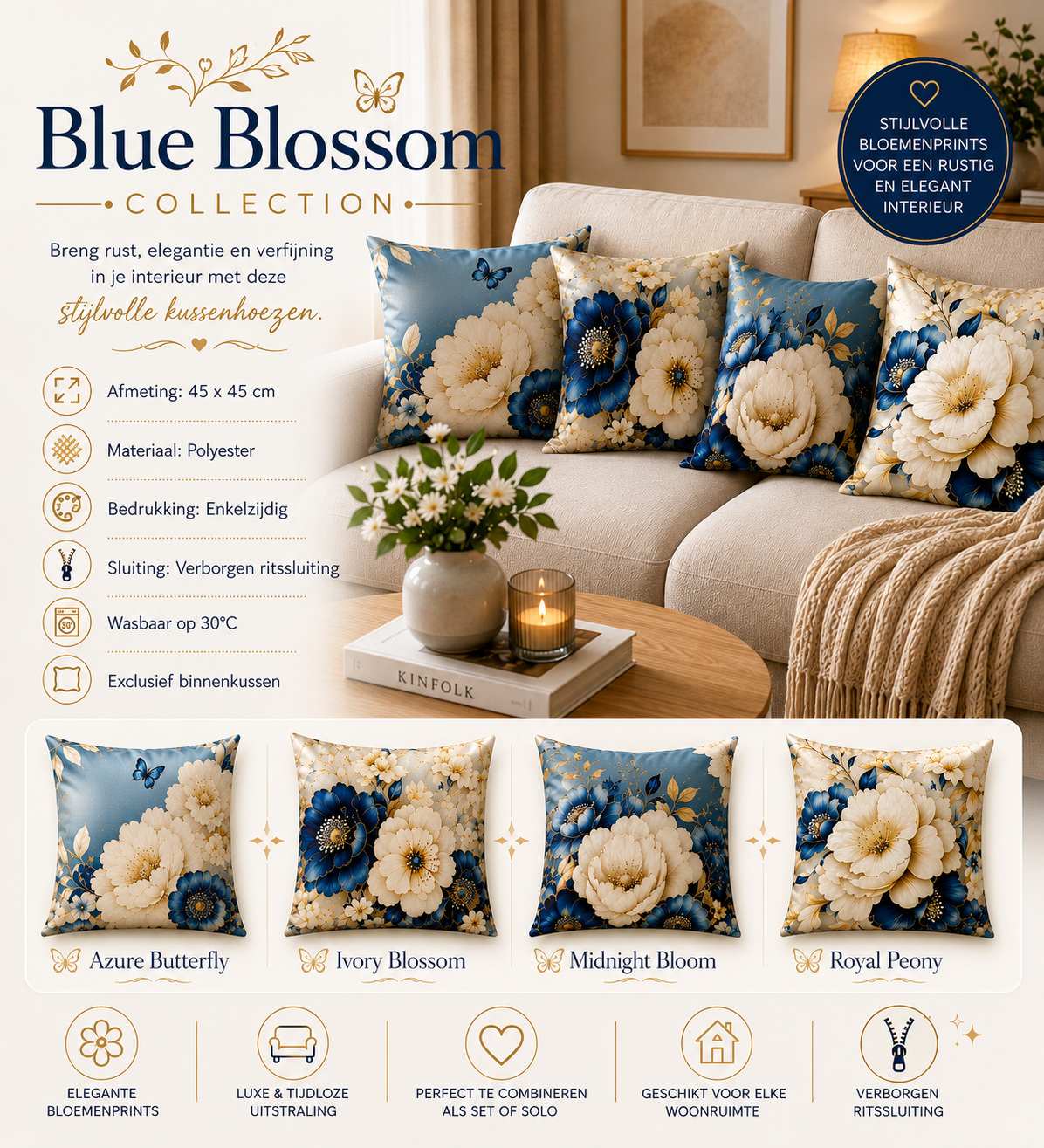 Blue Blossom Collection | Kussenhoezenwinkel