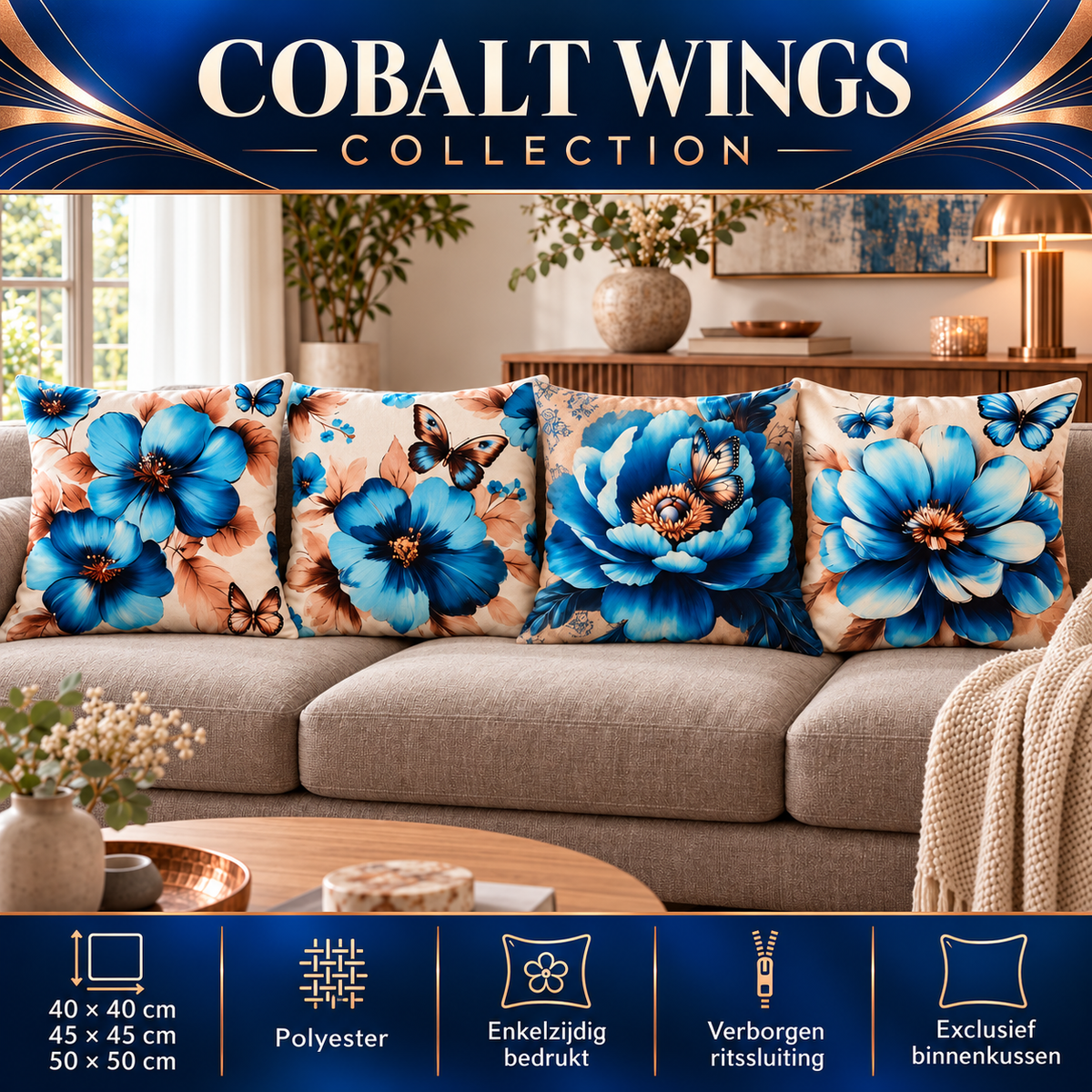Cobalt Wings Collection | Kussenhoezenwinkel