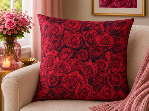 Kussenhoes Rozen Rood 45x45 cm | Kussenhoezenwinkel