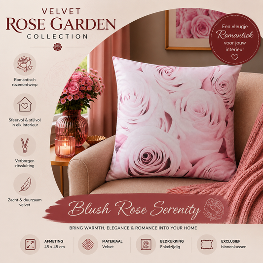 Velvet Rose Garden Collection - Blush Rose Serenity | Kussenhoezenwinkel