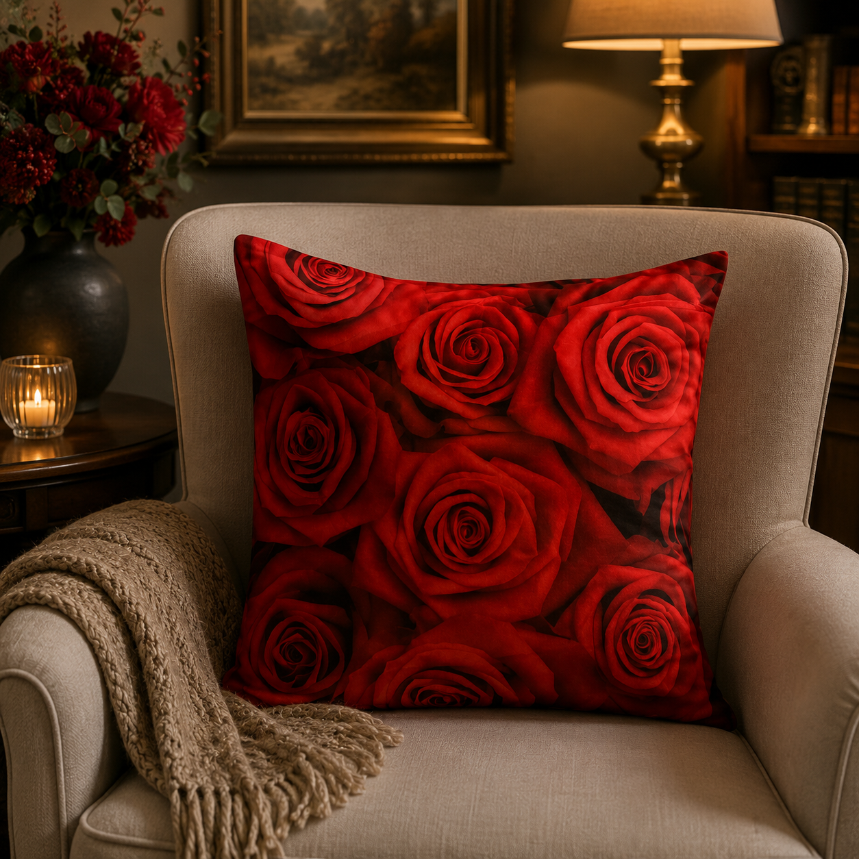 Kussenhoes Rozen Bloemen Rood 40x40 cm | Kussenhoezenwinkel