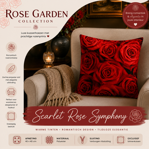 Rose Garden Collection - Scarlet Rose Symphony | Kussenhoezenwinkel