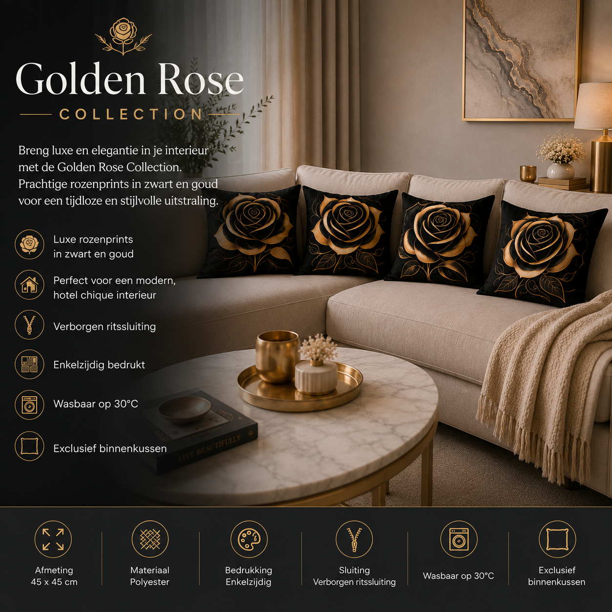 Golden Rose Collection - 45x45 cm