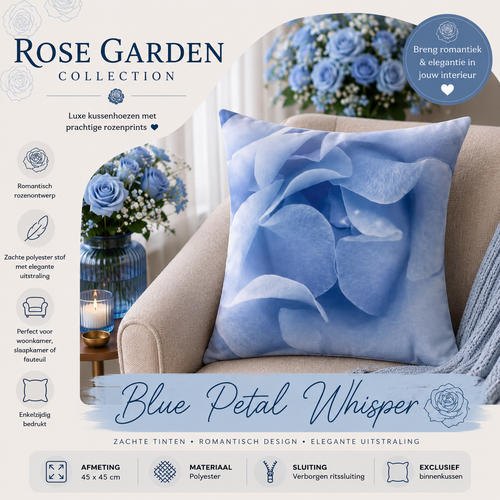 Rose Garden Collection - Blue Petal Whisper | Kussenhoezenwinkel
