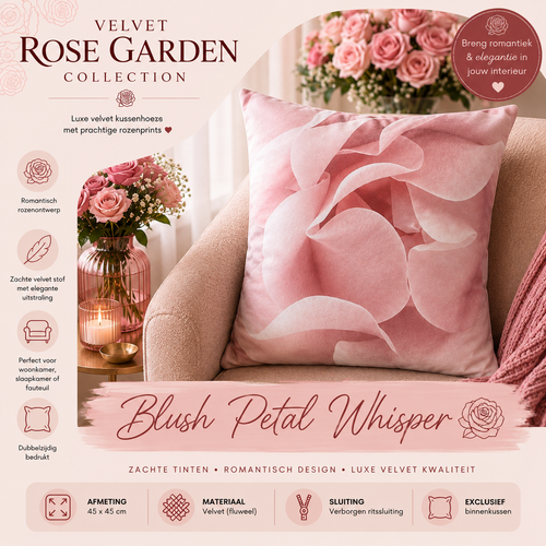 Velvet Rose Garden Collection - Blush Petal Whisper | Kussenhoezenwinkel
