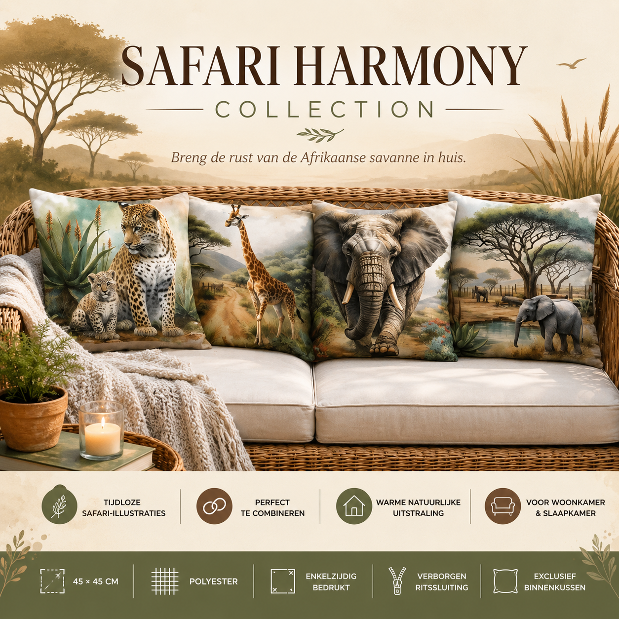 Safari Harmony Collection | Kussenhoezenwinkel