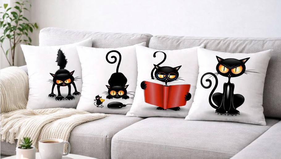 Kussenhoes Crazy Cat 45x45 cm | Kussenhoezenwinkel
