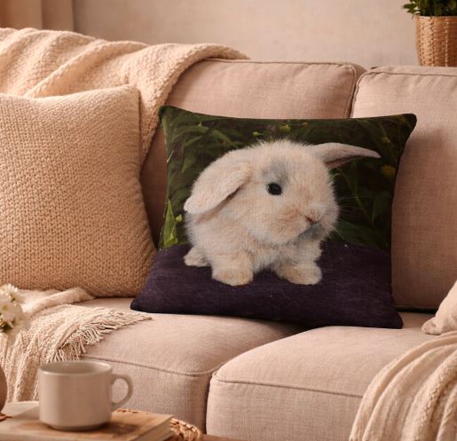 Dieren kussenhoes Konijn - 45x45 cm | Kussenhoezenwinkel