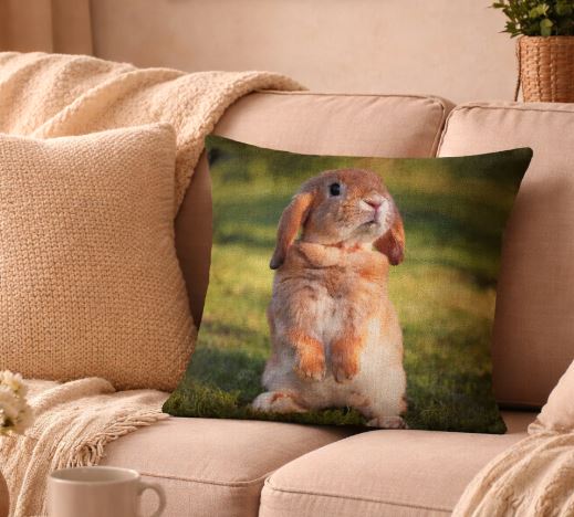 Dieren kussenhoes Konijn - 45x45 cm | Kussenhoezenwinkel
