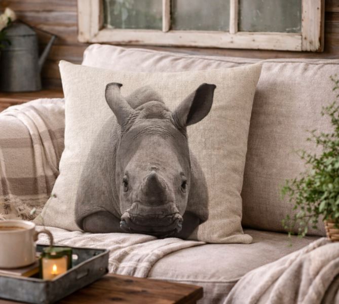 Dieren Kussenhoes Canvas Grijs 45x45 cm | Kussenhoezenwinkel