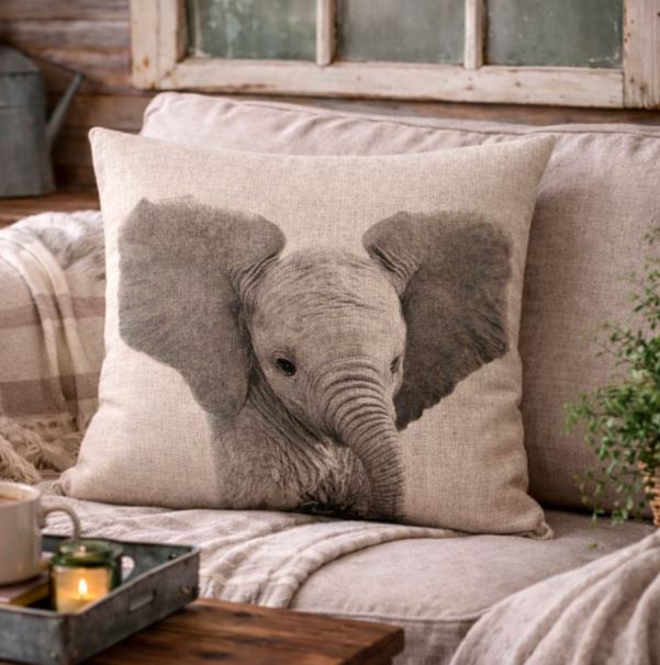 Dieren Kussenhoes Canvas Grijs 45x45 cm | Kussenhoezenwinkel