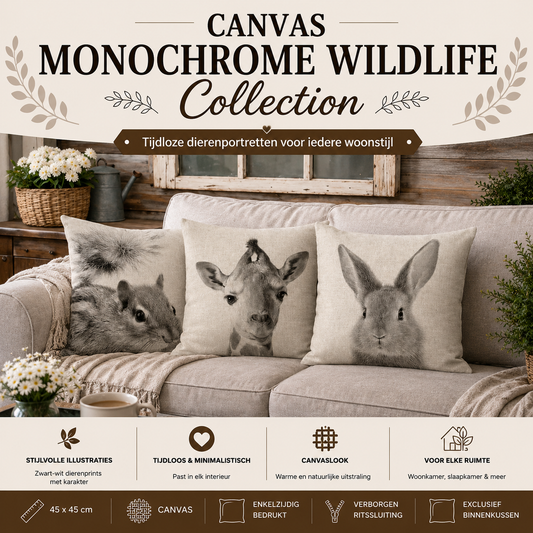 Canvas Monochrome Wildlife Collection | Kussenhoezenwinkel