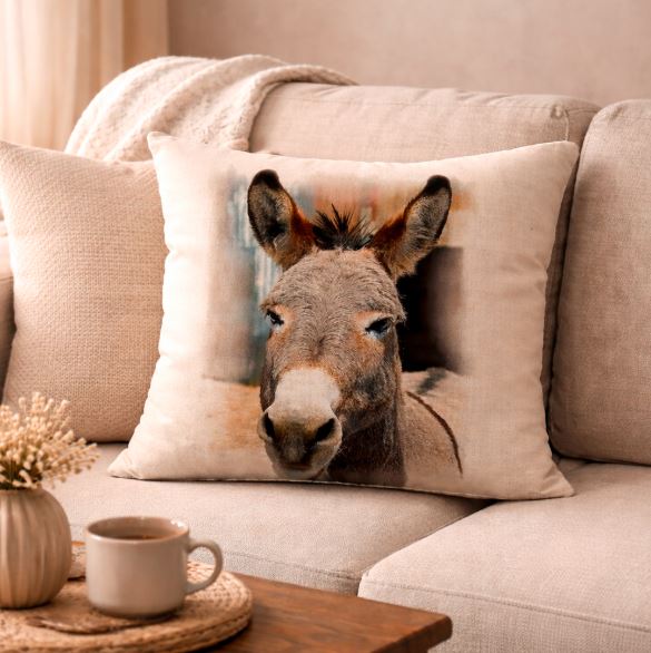 Dieren kussenhoes Ezel - 45x45 cm | Kussenhoezenwinkel