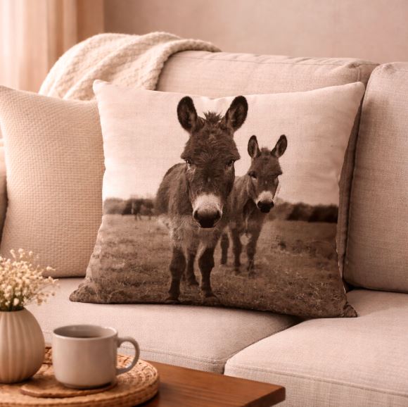 Dieren kussenhoes Ezel - 45x45 cm | Kussenhoezenwinkel