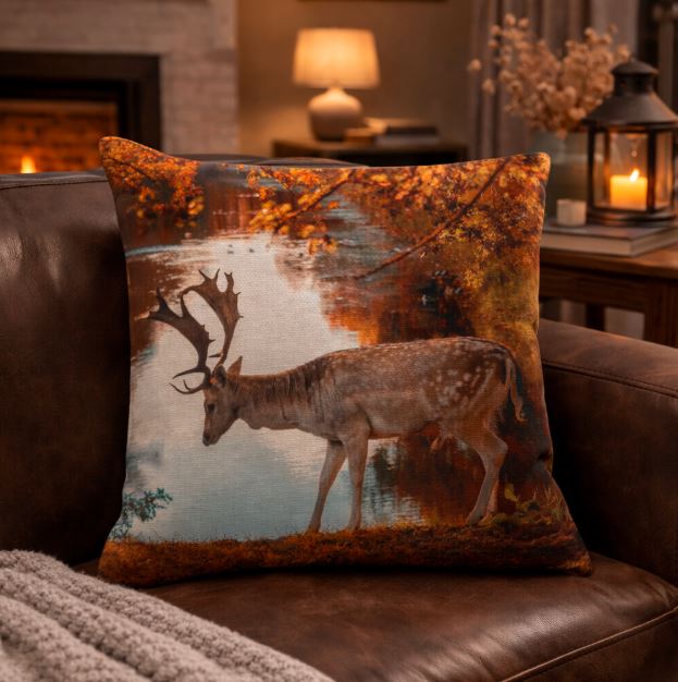 Dieren kussenhoes hert ree 45x45 cm | Kussenhoezenwinkel