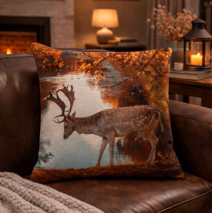 Dieren kussenhoes hert ree 45x45 cm | Kussenhoezenwinkel