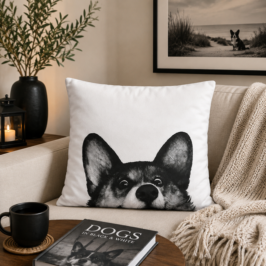 Dieren kussenhoes Hond Black and White 40x40 cm | Kussenhoezenwinkel