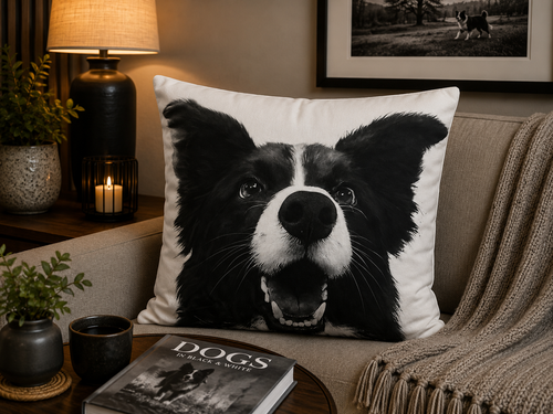 Dieren kussenhoes Hond Black and White 45x45 cm | Kussenhoezenwinkel