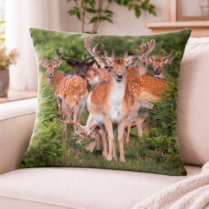 Dieren kussenhoes hert ree 45x45 cm | Kussenhoezenwinkel