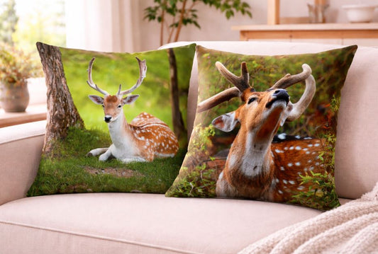 Dieren kussenhoes hert ree 45x45 cm | Kussenhoezenwinkel