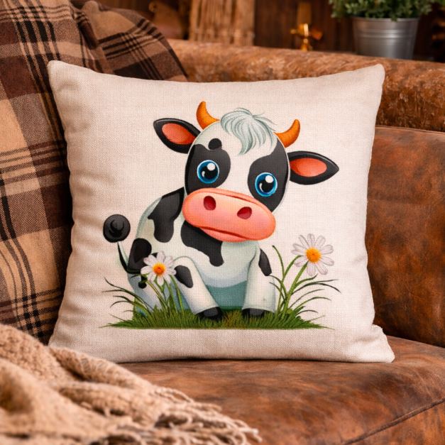 Dieren Kussenhoes Koe - Cartoon Style - 45x45 cm