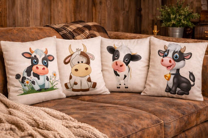 Kussenhoes Koe Cartoon - Dieren Sierkussen 45x45 cm | Kussenhoezenwinkel