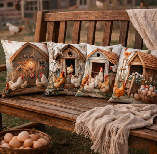 Kussenhoes kippen 45x45 cm | Kussenhoezenwinkel