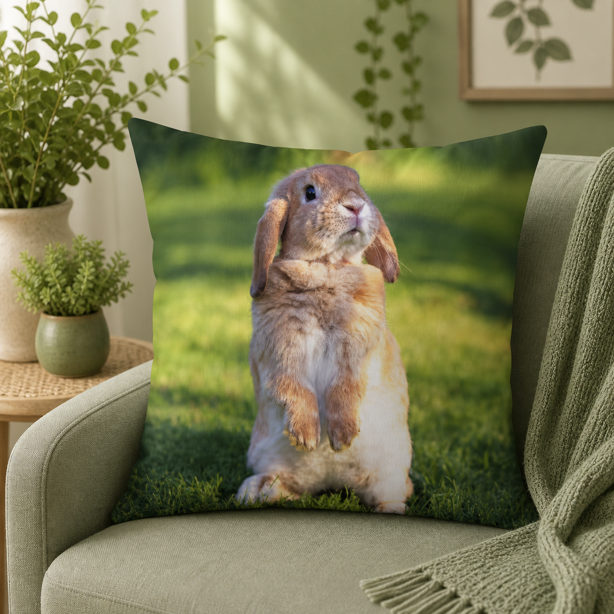 Dieren kussenhoes Konijn 45x45 cm | Kussenhoezenwinkel