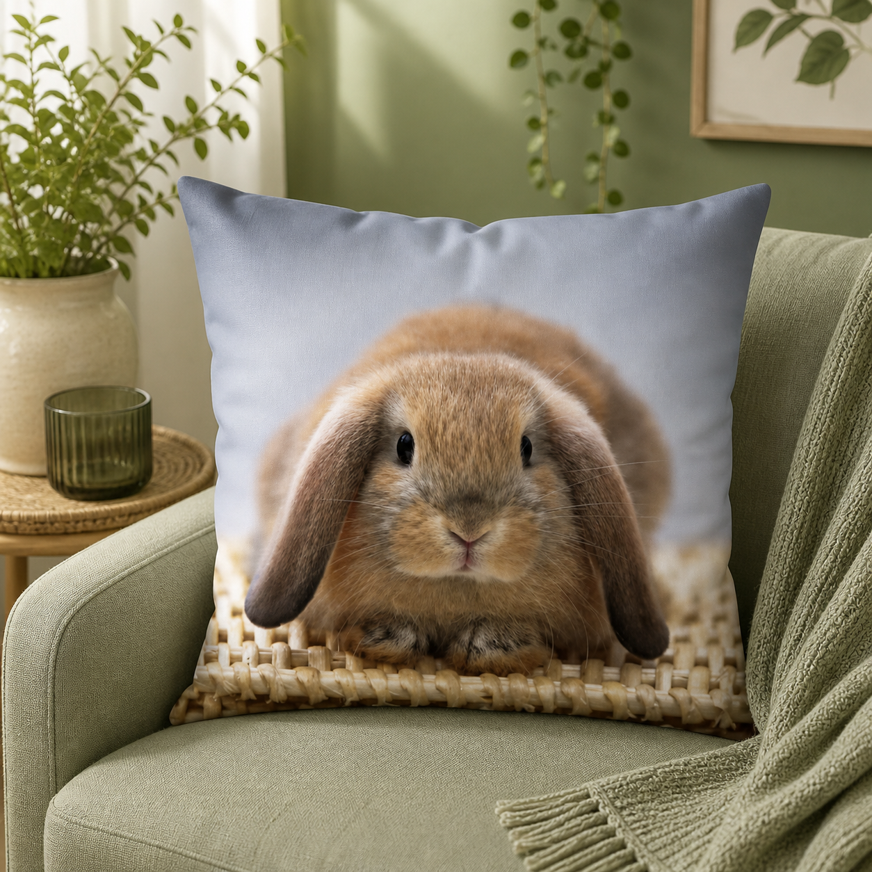 Dieren kussenhoes Konijn 45x45 cm | Kussenhoezenwinkel
