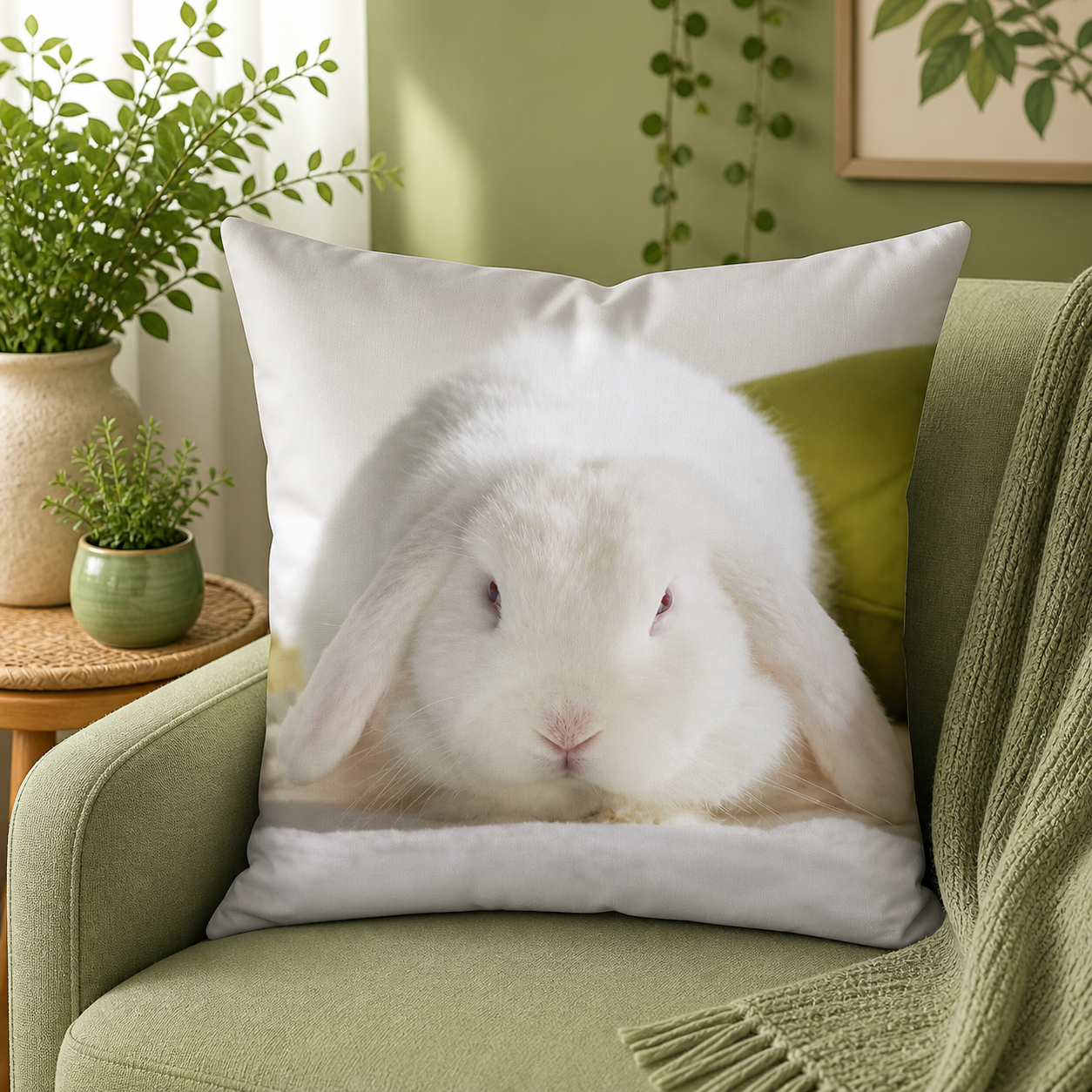Dieren kussenhoes Konijn 45x45 cm | Kussenhoezenwinkel