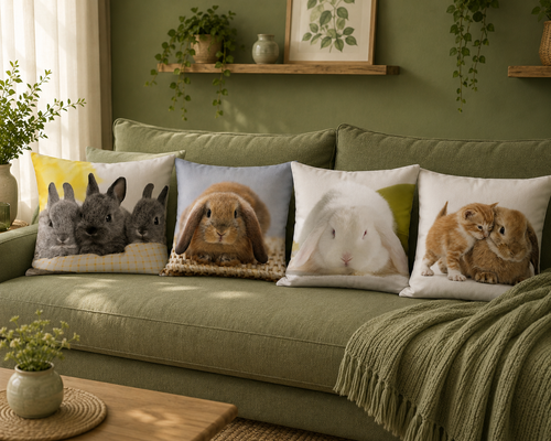 Dieren kussenhoes Konijn 45x45 cm | Kussenhoezenwinkel